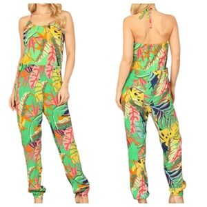 Boutique tropical print jumpsuit